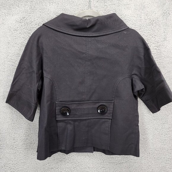 Context Women's Size 16 Black Short‎ Sleeve Big Buttons Collared Blazer Jacket - Picture 7 of 10